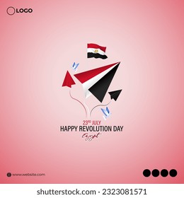 Vector illustration of Egypt Revolution Day 23 July social media story feed mockup template