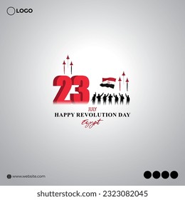 Vector illustration of Egypt Revolution Day 23 July social media story feed mockup template