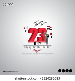 Vector illustration of Egypt Revolution Day 23 July social media story feed mockup template