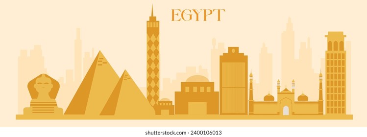 Vector illustration Egypt Skyline panorama editable template 