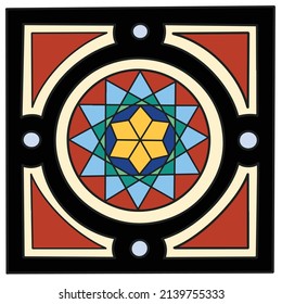 Vector illustration of Egyptian Arabic Islamic geometric pattern .Mamluk era .Medieval Cairo .