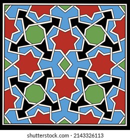 Vector illustration of Egyptian Arabic Islamic geometric pattern . Medieval Cairo . Egypt .