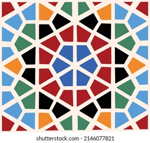 Vector illustration of Egyptian Arabic Islamic geometric pattern . Medieval Cairo . Egypt .