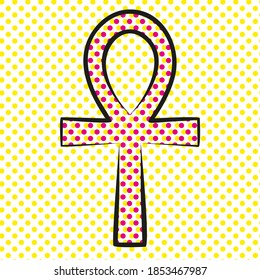 vector illustration of an egyptian cross in pop art style.