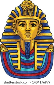 Vector Illustration Of Egyptian Golden Pharaoh. EPS