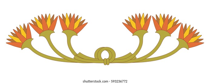 Vector illustration of Egyptian national floral ornament. Lotus flowers tied in a knot.