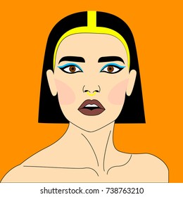 vector illustration: egyptian on the orange background 