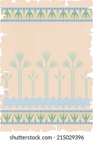 Vector illustration of Egyptian papyrus with stylized papyrus reed in the water isolated on white - background for your text.