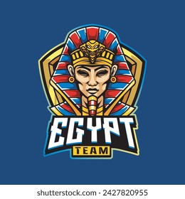 Vector Illustration Egyptian people head wearing traditional egyptian costume with EGYPT TEAM text Esport logo