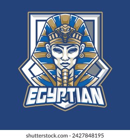 Vector Illustration Egyptian People wearing traditional egyptian costume with EGYPTIAN text Esport logo