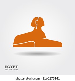 Vector illustration Egyptian sphinx. Flat stylized icon with shadow