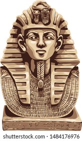 Vector Illustration Of Egyptian Stone Pharaoh. EPS