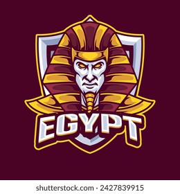 Vector Illustration Egyptian Warrior Head wearing traditional egyptian costume with EGYPT text Esport logo