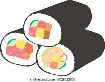 Vector illustration of ehomaki rolls eaten on Setsubun