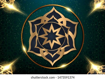 vector illustration eid adha mubarak greeting card green template