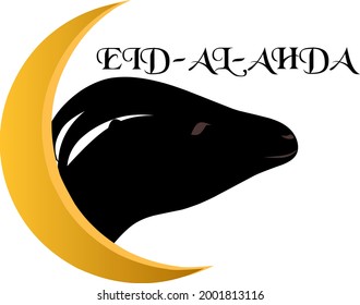 vector illustration of eid al adha goat and moon