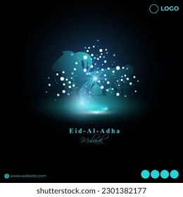 Vector illustration of Eid al Adha Mubarak social media story feed mockup template
