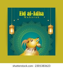 Vector illustration of Eid al Adha Mubarak social media story feed mockup template