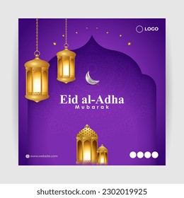 Vector illustration of Eid al Adha Mubarak social media story feed mockup template