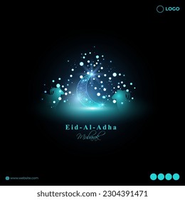 Vector illustration of Eid al Adha Mubarak social media story feed mockup template