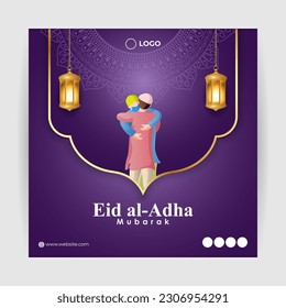 Vector illustration of Eid al Adha Mubarak social media story feed mockup template