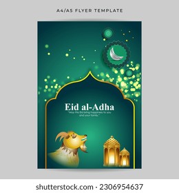 Vector illustration of Eid al Adha Mubarak social media story feed mockup a4 template