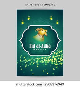 Vector illustration of Eid al Adha Mubarak social media story feed mockup a4 template
