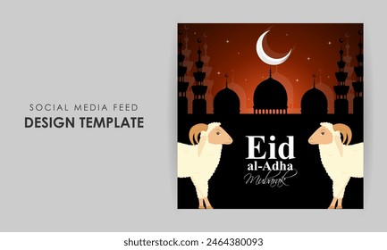 Vector illustration of Eid al Adha social media feed template