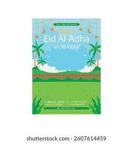 Vector illustration of Eid al adha mubarak flyer poster template design