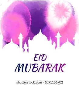 Vector illustration of eid al fitr muslim traditional holiday. Eid Mubarak. Usable as background or greeting cards. 
