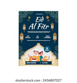 Vector Illustration of Eid Al Fitr flyer poster