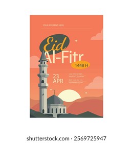 Vector illustration of eid al fitr flyer poster template design