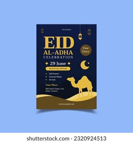 Vector Illustration of EID AL-ADHA Celebration Flyer Poster