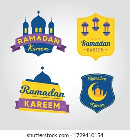 Vector Illustration Eid Mubarak Abzeichen - muslim traditionellen Urlaub . Aufkleber, Stempel handgefertigt. Mit dem Einsatz von Typografie-Elementen, Kalligraphie und Schrift. Banner für eine Website oder einen Blog