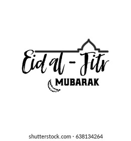 Vector illustration Eid Mubarak badge - muslim traditional holiday . Sticker, stamp handmade. With the use of typography elements, calligraphy and lettering. Banner for a website or blog.