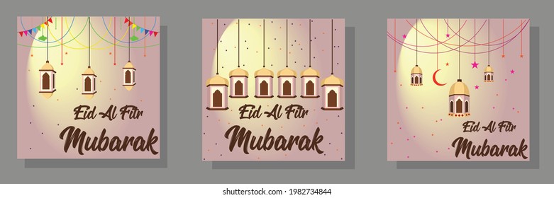 Ilustración vectorial del paquete de ilustración de la plantilla de la pancarta eid mubarak, banner de medios sociales. modificable.