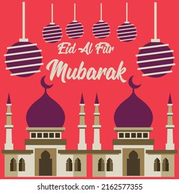 Vector illustration of eid Mubarak banner background template illustration, social media banner. editable. 4000 x 4000 pixel perfect.