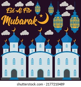 Vector illustration of eid Mubarak banner background template illustration, social media banner. editable. 4000 x 4000 pixel perfect.