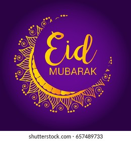 Vector illustration of Eid Mubarak with Creative Moon.