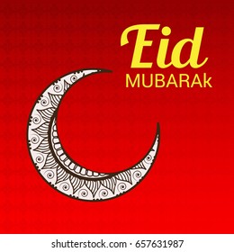 Vector illustration of Eid Mubarak with creative Moon.