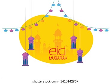 vector illustration of Eid Mubarak festival celebration poster or banner design