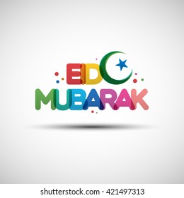 Vector Illustration of Eid Mubarak greeting card design with creative multicolored transparent text for holy month of muslim community Ramadan Kareem