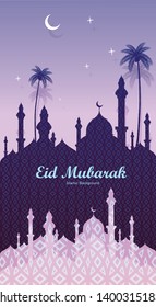 Vector illustration of Eid Mubarak islamic with mosque. Usable as background or greeting cards. 