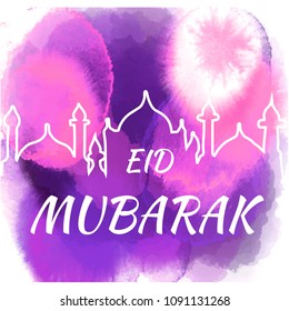 Vector illustration of eid mubarak, muslim traditional holiday. 