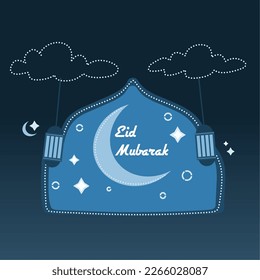 vector illustration of eid Mubarak text and background with Islamic theme suitable for greeting card, template, sticker, symbol, Islamic celebration