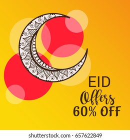 Vector illustration for Eid offer poster, banner or flyer design with Creative Moon.