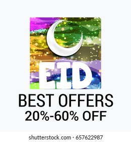 Vector illustration for Eid offer poster, banner or flyer design.