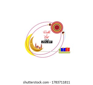vector illustration of Eid and Rakhi celebration.  sale offer poster banner templates.