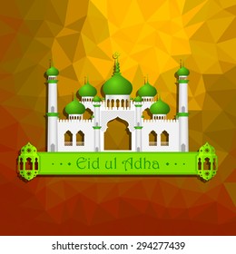 vector illustration of Eid ul Adha (Festival of the sacrifice) background with Islamic mosque