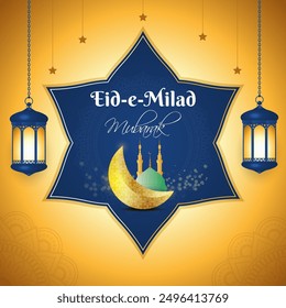 Vector illustration of Eid-e-Milad an-Nabi social media feed template